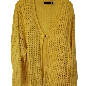 Elegant Yellow Open-Knit Cardigan
